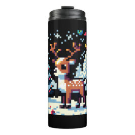 Weihnachts-Reindeer Winter Wonderland Pixel Art Thermosbecher