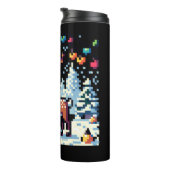 Weihnachts-Reindeer Winter Wonderland Pixel Art Thermosbecher (Nach rechts gedreht)