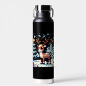 Weihnachts-Reindeer Winter Wonderland Pixel Art Trinkflasche (Vorne)