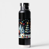 Weihnachts-Reindeer Winter Wonderland Pixel Art Trinkflasche (Links)