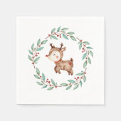 Weihnachts-Reindeer Wreath Serviette (Vorderseite)