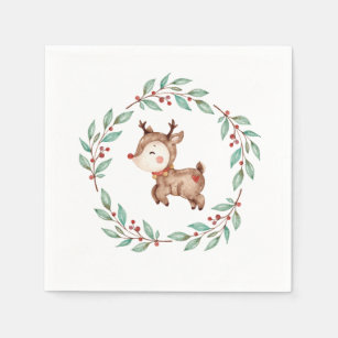 Weihnachts-Reindeer Wreath Serviette