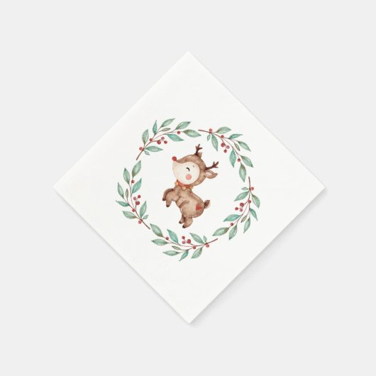 Weihnachts-Reindeer Wreath Serviette (Ecke)