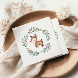 Weihnachts-Reindeer Wreath Serviette
