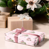 Weihnachts-Reise Chic Pink Retro Wasserfarbe Auto Geschenkpapier
