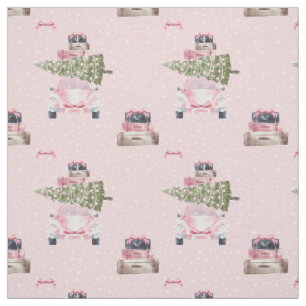 Weihnachts-Reise Chic Pink Retro Wasserfarbe Auto Stoff