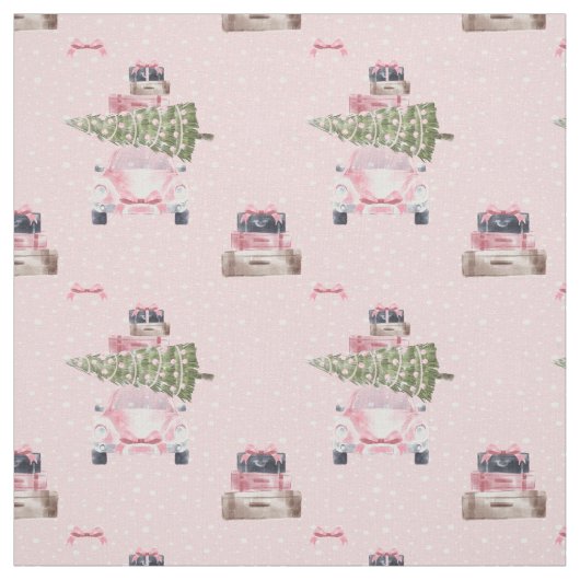 Weihnachts-Reise Chic Pink Retro Wasserfarbe Auto Stoff (Muster)