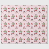 Weihnachts-Reise Chic Red Retro Wasserfarbe Geschenkpapier (Flach)