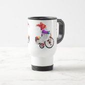 Weihnachts-Reisen Mug Gnome mit Bike und Geschenk Reisebecher (VorderseiteRechts)