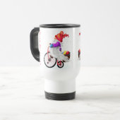 Weihnachts-Reisen Mug Gnome mit Bike und Geschenk Reisebecher (Vorderseite Links)