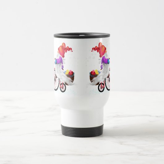 Weihnachts-Reisen Mug Gnome mit Bike und Geschenk Reisebecher (Mittel)