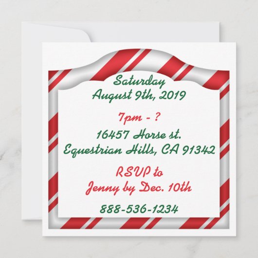 Weihnachts Reitpony Party Einladung (Rückseite)