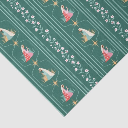 Weihnachts-Religiöse Bethlehem Marry Joseph Floral Seidenpapier (Ausschnitt)