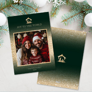 Weihnachts-Religiöse Krippe Familienszenario Foto Feiertagskarte