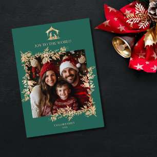Weihnachts-Religiöse Krippe Familienszenario Foto Feiertagskarte