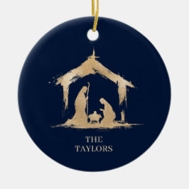 Weihnachts-Religiöse Krippe Familienszenario Foto Keramik Ornament