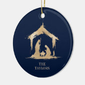 Weihnachts-Religiöse Krippe Familienszenario Foto Keramik Ornament (Links)