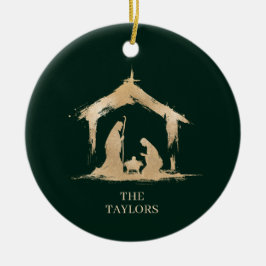 Weihnachts-Religiöse Krippe Familienszenario Foto Keramik Ornament