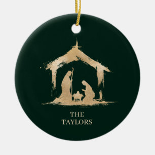 Weihnachts-Religiöse Krippe Familienszenario Foto Keramik Ornament