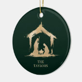 Weihnachts-Religiöse Krippe Familienszenario Foto Keramik Ornament (Links)