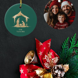 Weihnachts-Religiöse Krippe Familienszenario Foto Keramik Ornament