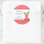Weihnachts-Rentier-2-Geschenk Runder Aufkleber (Tasche)