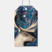 Weihnachts-Rentier am Abend mit einem Shining-Star Geschenkanhänger (Vorderseite)