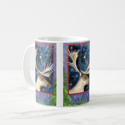 Weihnachts-Rentier am Abend mit einem Shining-Star Kaffeetasse (Vorderseite Links)