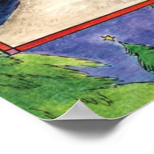 Weihnachts-Rentier am Abend mit einem Shining-Star Poster (Ecke)