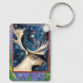 Weihnachts-Rentier am Abend mit einem Shining-Star Schlüsselanhänger (Rückseite)