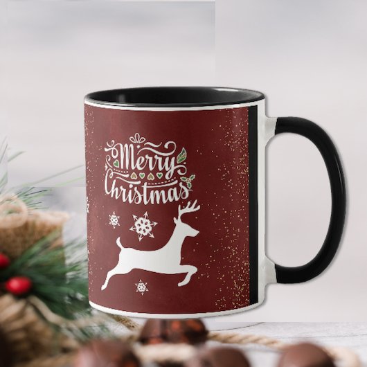 Weihnachts-Rentier auf Burgund Tasse