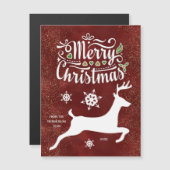 Weihnachts-Rentier auf Burgundy Magnet Card (Vorne/Hinten)