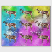 Weihnachts-Rentier auf der Gefärbte Krawatte Weihn Geschenkpapier (Flach)
