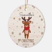 Weihnachts-Rentier-Baby Keramik Ornament (Links)