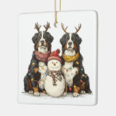 Weihnachts Rentier Bernese Mountain Hunde Keramikornament (Links)