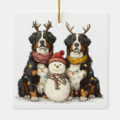 Weihnachts Rentier Bernese Mountain Hunde Keramikornament (Rückseite)