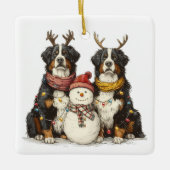 Weihnachts Rentier Bernese Mountain Hunde Keramikornament (Vorderseite)