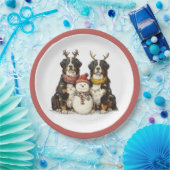 Weihnachts Rentier Bernese Mountain Hunde Pappteller (Party)