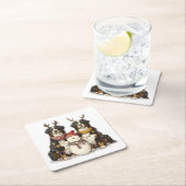 Weihnachts Rentier Bernese Mountain Hunde Rechteckiger Pappuntersetzer (Vor Ort)