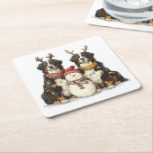 Weihnachts Rentier Bernese Mountain Hunde Rechteckiger Pappuntersetzer (angewinkelt)