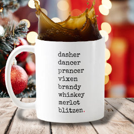 Weihnachts-Rentier Black Red Funny Typografy Kaffeetasse