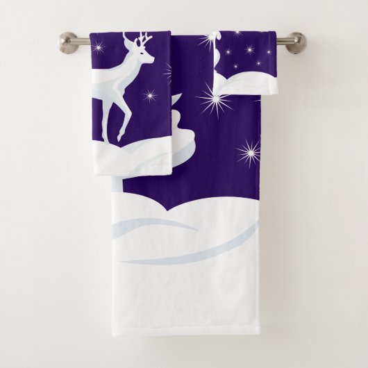 Weihnachts-Rentier Bunny Tree Snow Night Star Sky Badhandtuch Set (Insitu)