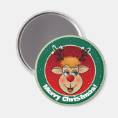 Weihnachts-Rentier-Cartoon Magnet (Vorderseite/Rückseite)