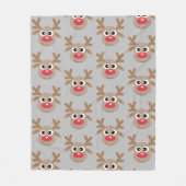 Weihnachts-Rentier-Cartoon-Pattern-Fun Grau Fleecedecke (Vorderseite)