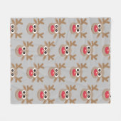 Weihnachts-Rentier-Cartoon-Pattern-Fun Grau Fleecedecke (Vorderseite (Horizontal))