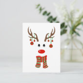 Weihnachts-Rentier-Cartoon Postkarte (Stehend Vorderseite)