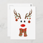Weihnachts-Rentier-Cartoon Postkarte (Vorne/Hinten)