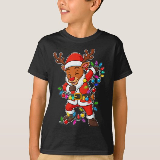 Weihnachts-Rentier Dabbing Leuchten Weihnachten fü T-Shirt (Vorderseite)
