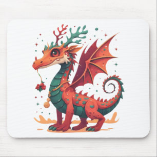 Weihnachts-Rentier-Drache Abstrakter Stil Cartoon Mousepad