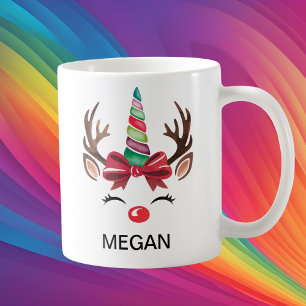 Weihnachts-Rentier-Einhornhorn-Gesicht Kaffeetasse